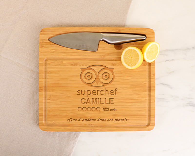 Planche à découper couteau gravée Cuisine d'Excellence