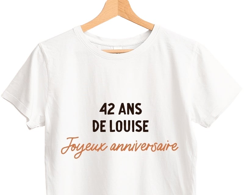 T-shirt blanc avec message femme 42 ans