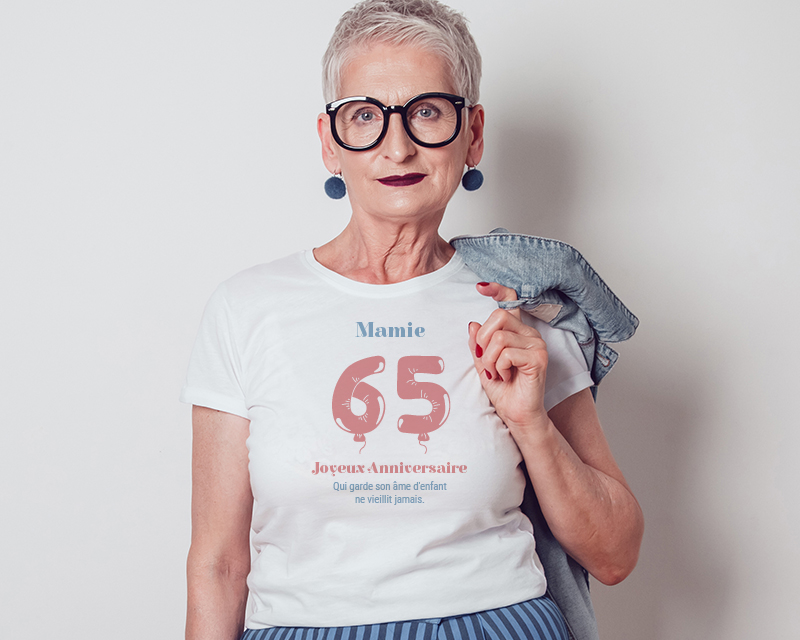 Voir l'image 2 du produit T-shirt Blanc Femme Personnalisable - Collection ballons d'anniversaire