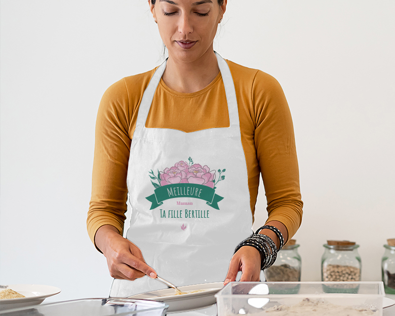 Tablier de cuisine personnalisé - Collection Maman Fleurie