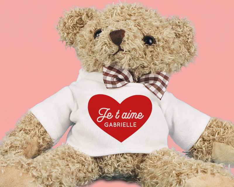 Ourson en peluche personnalisable - Je t'aime - Cadeaux.com