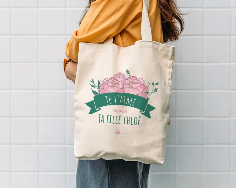 Tote bag personnalisé - Collection Maman Fleurie