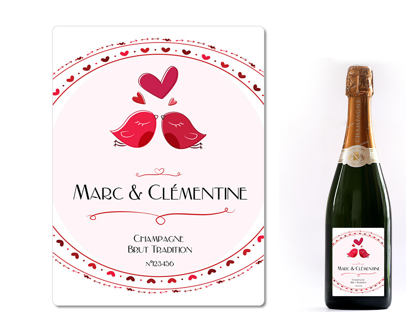 Bouteille de champagne personnalisée - Prénoms couple