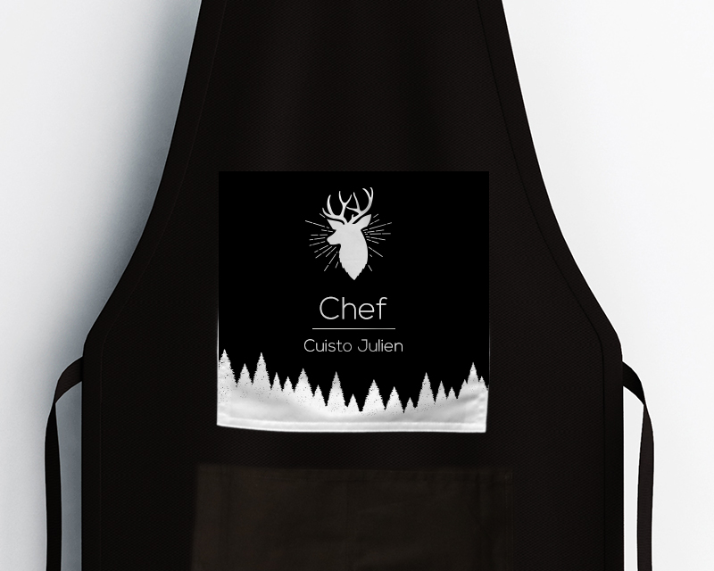 Tablier noir Personnalisable - Cerf
