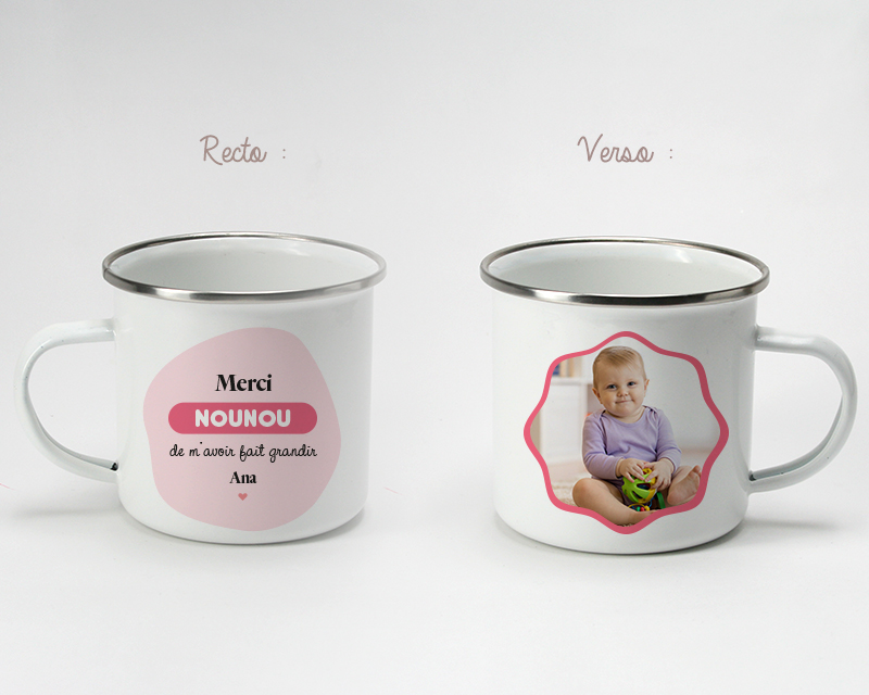 Tasse en émail personnalisée photo - Nounou