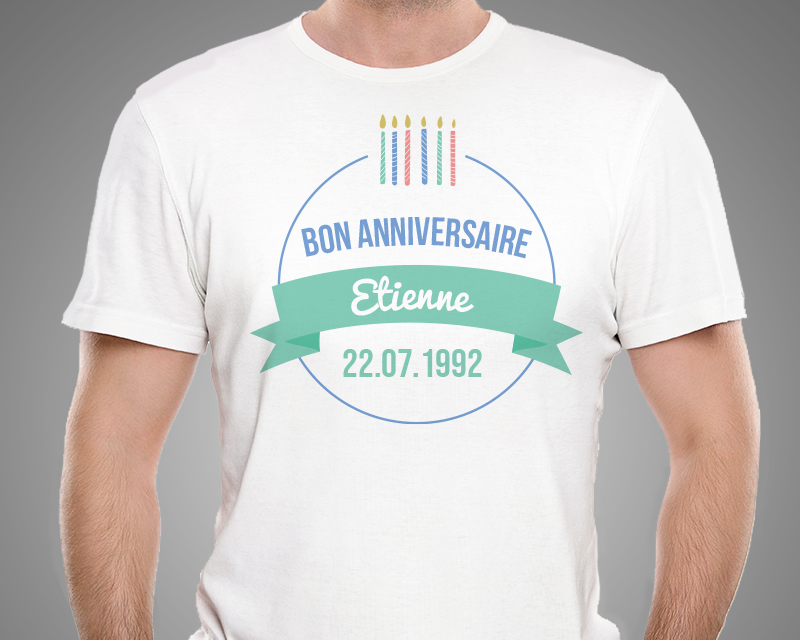 T-shirt blanc homme Personnalisable - Collection bougies d'anniversaire