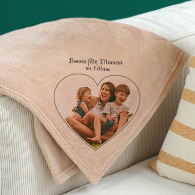 Plaid Personnalisable Plaid Photo Personnalisé En Polaire Coeur Photo