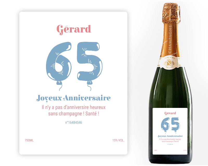 Bouteille de champagne - Collection ballons d'anniversaire