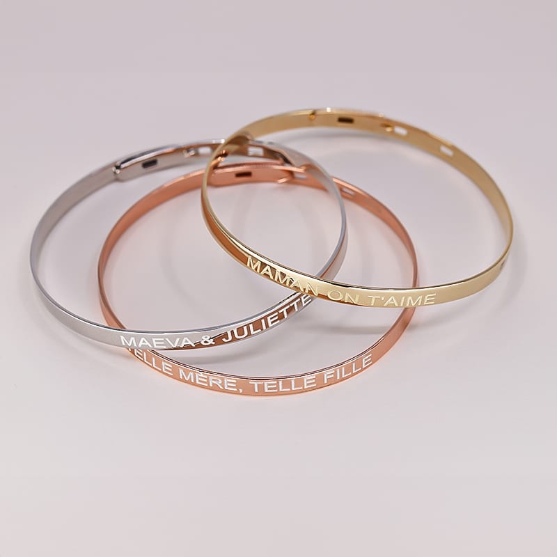 Trio de bracelets joncs personnalisés - Cadeaux.com