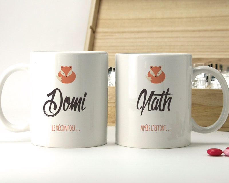Mugs personnalisés avec boîte à thé - Prénoms Couple