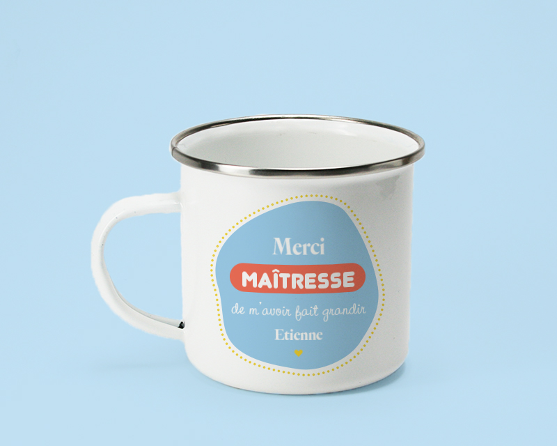 Tasse en émail personnalisée - L'Ecole est Finie