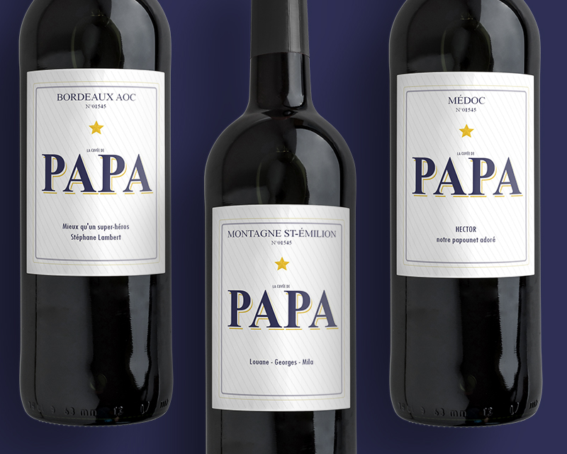 Bouteille de vin de Bordeaux personnalisée papa - Message