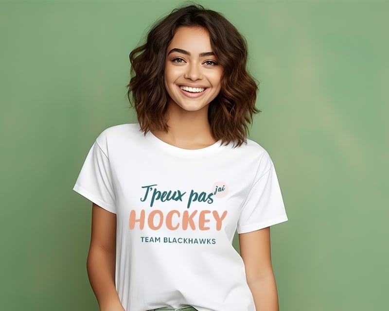 Tee shirt personnalisé femme - J'peux pas j'ai hockey