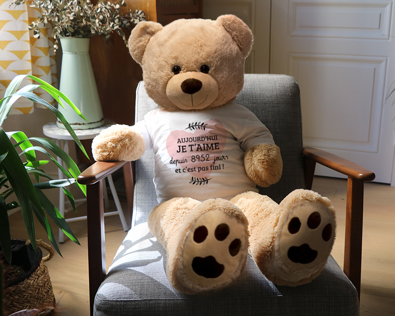 Ours géant Personnalisable - Aujourd'hui je t'aime depuis