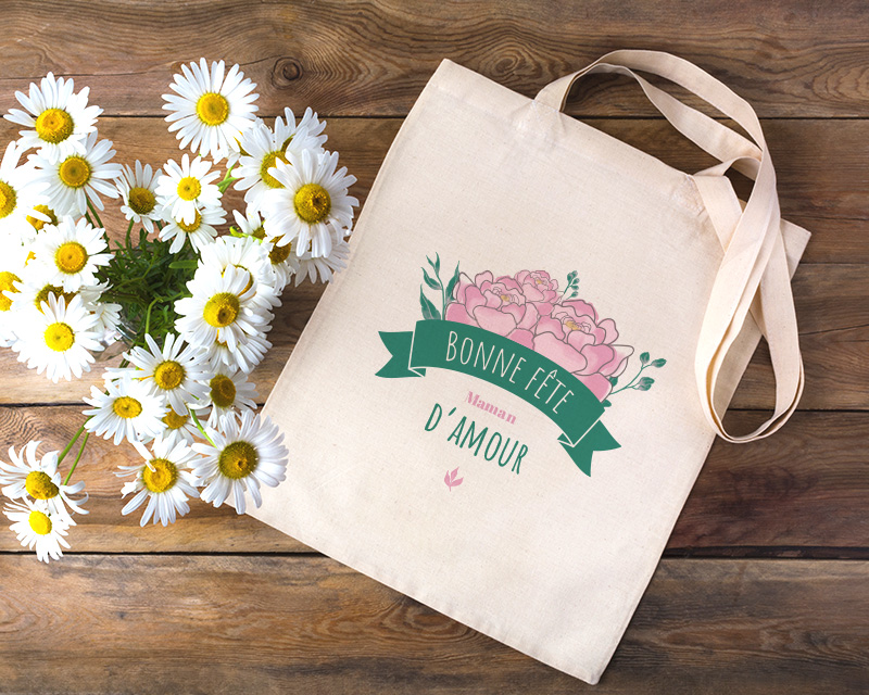 Tote bag personnalisé - Collection Maman Fleurie