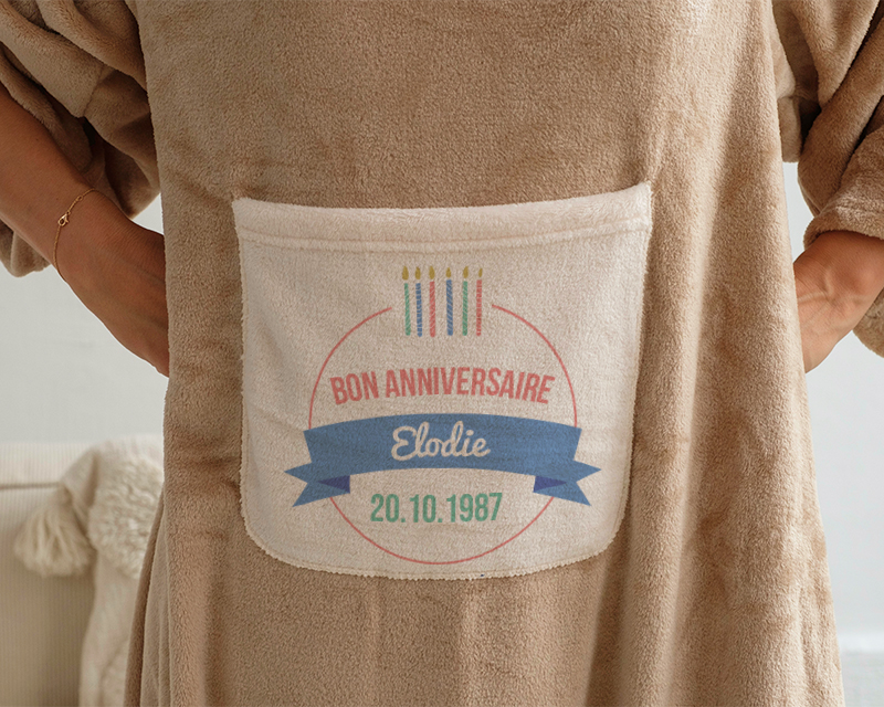 Couverture à Manches Personnalisable - Collection bougies d'anniversaire