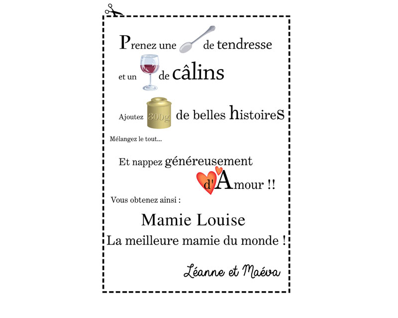 Tablier personnalisé un Amour de Mamie