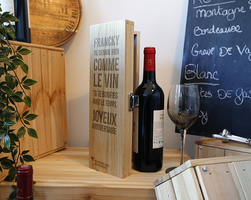 Caisse à Vin Anniversaire Citation Gravée