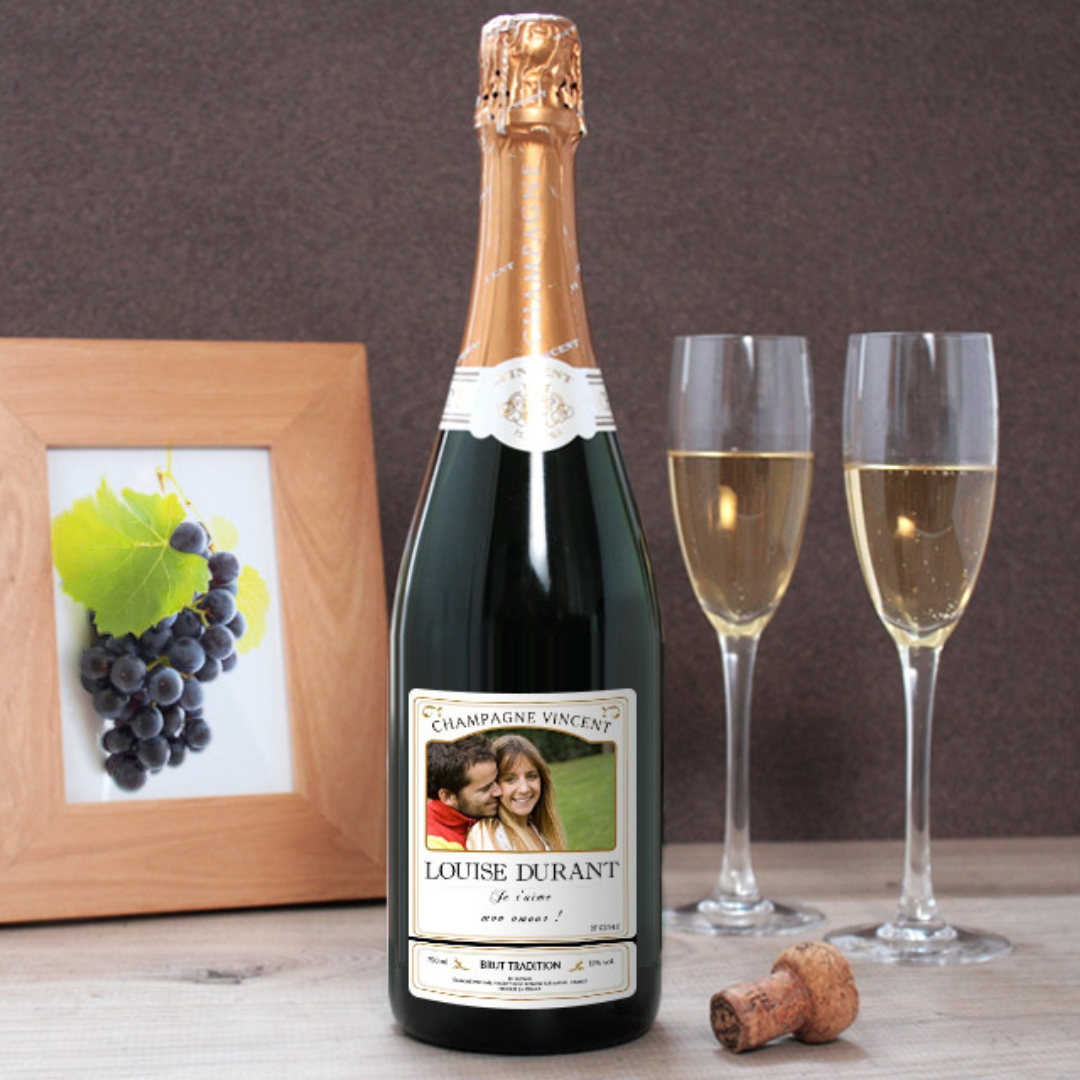 Bouteille de champagne personnalisée avec photo - Cadeaux.com