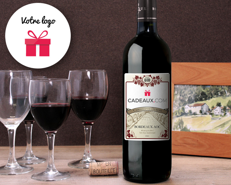 Bouteille de vin de Bordeaux personnalisée logo - Entreprise
