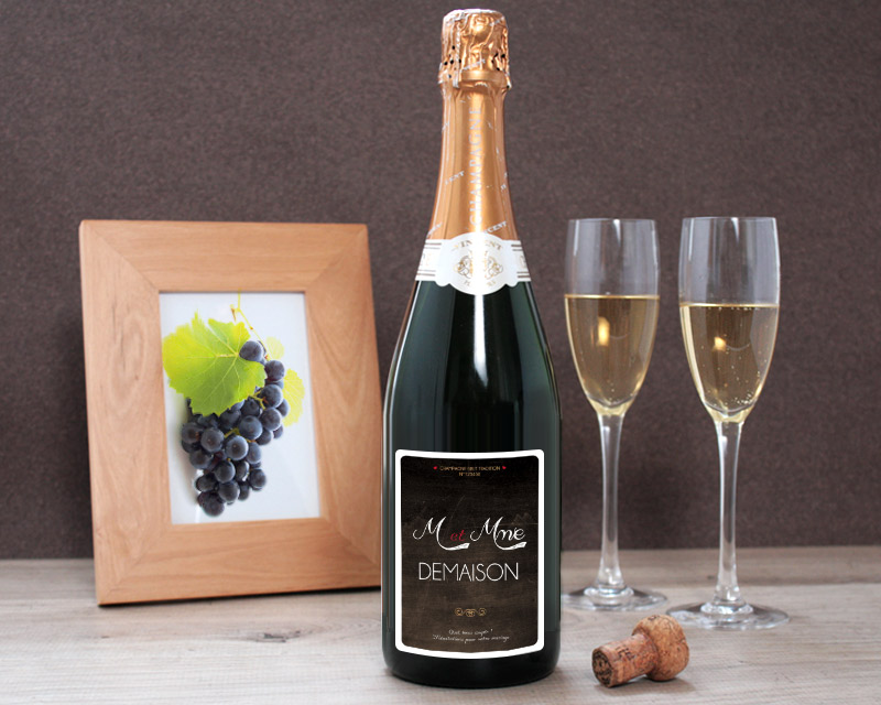 Bouteille de champagne personnalisée mariage - M. & Mme