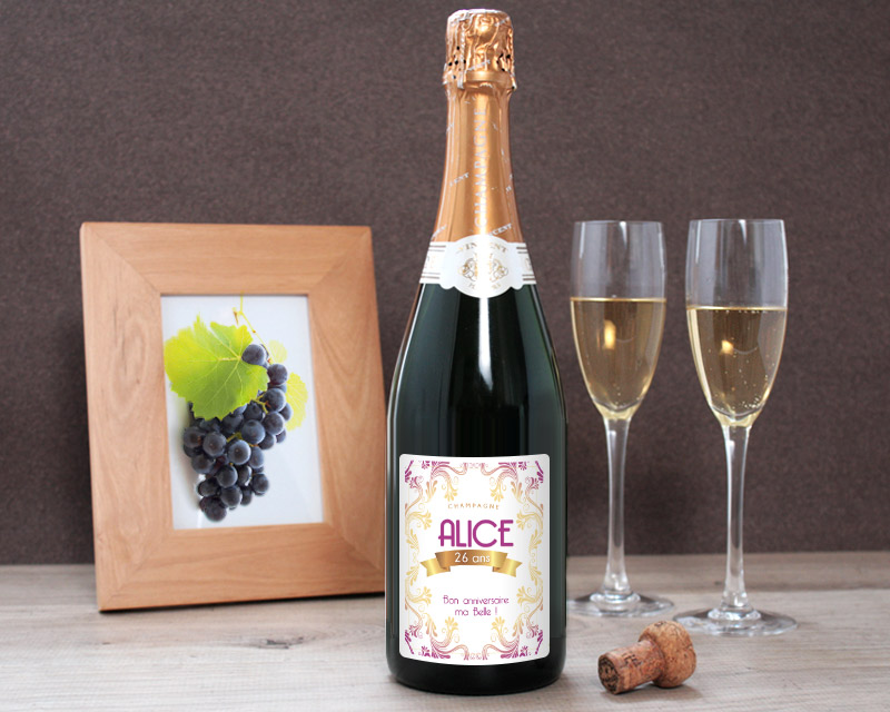 Bouteille de champagne personnalisée anniversaire - Rose