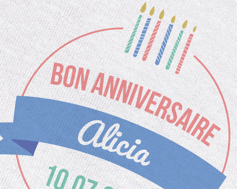 T-shirt blanc Femme Personnalisable - Collection bougies d'anniversaire