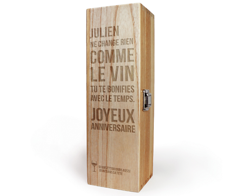 Caisse à Vin Anniversaire Citation Gravée