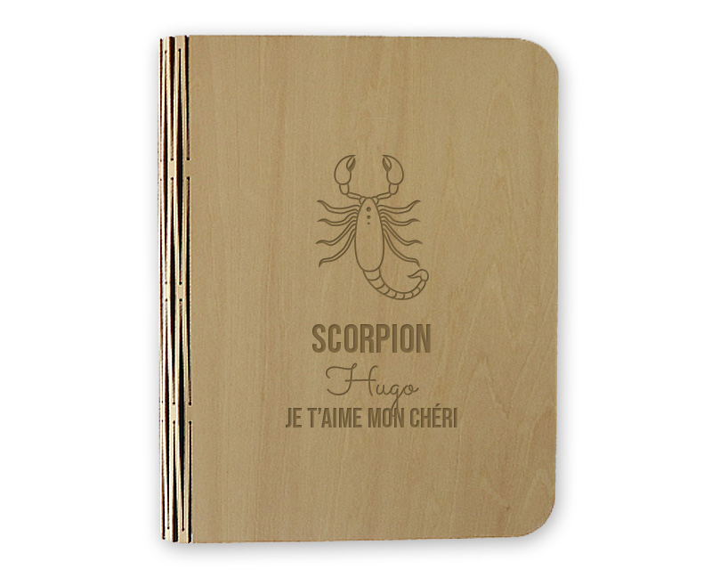 Livre lumineux personnalisé avec le signe astrologique du scorpion