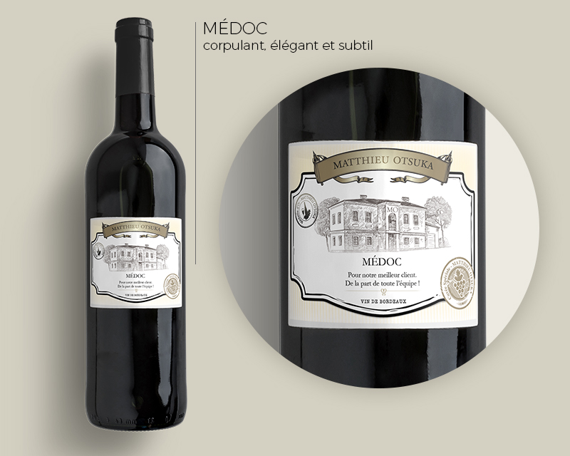 Bouteille de vin de Bordeaux personnalisée message - Entreprise
