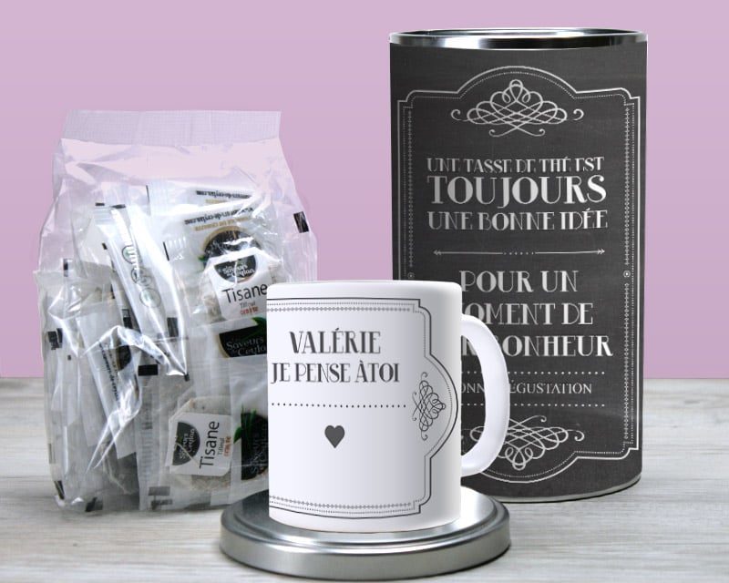 Mug personnalisé avec boîte à thé - Message