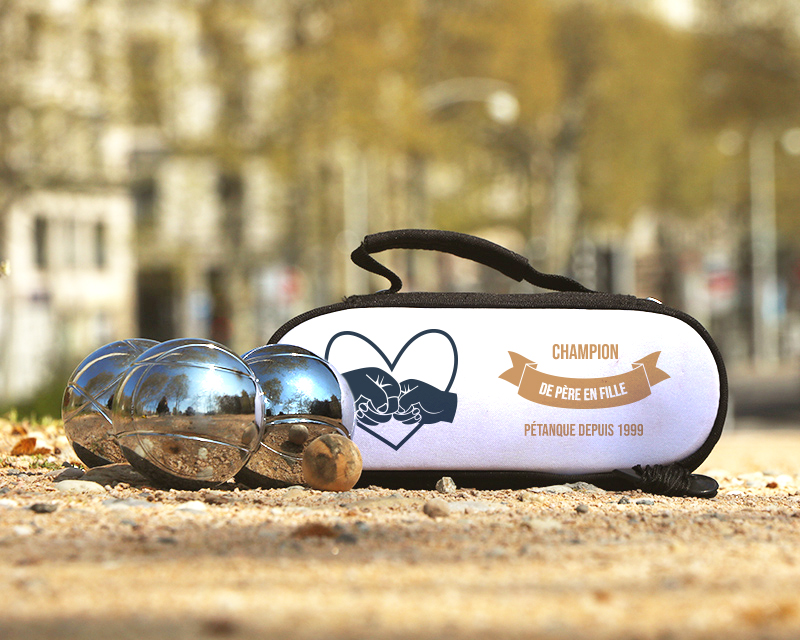 Sacoche de pétanque personnalisée message de père en fils fille
