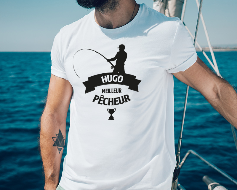 T-shirt blanc homme Personnalisable - Meilleur pêcheur