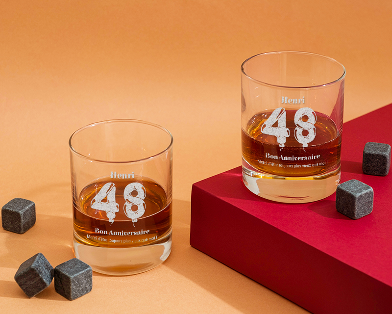 Verre à whisky personnalisable - Collection ballons d'anniversaire