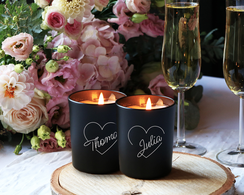 Lot de 2 Bougies Gravées Coeur