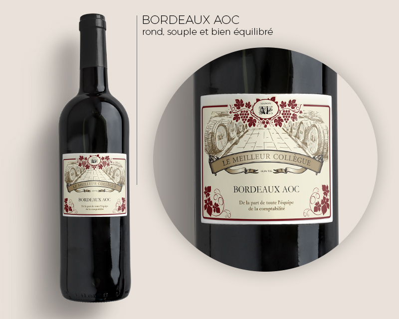 Voir l'image 2 du produit Coffret du sommelier et sa bouteille de vin de Bordeaux personnalisable