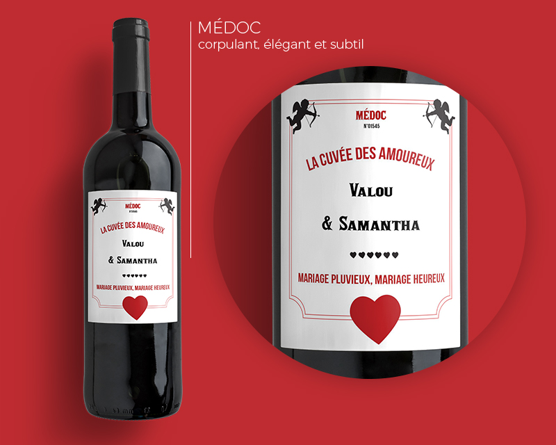Bouteilles de vin de Bordeaux Cupidon