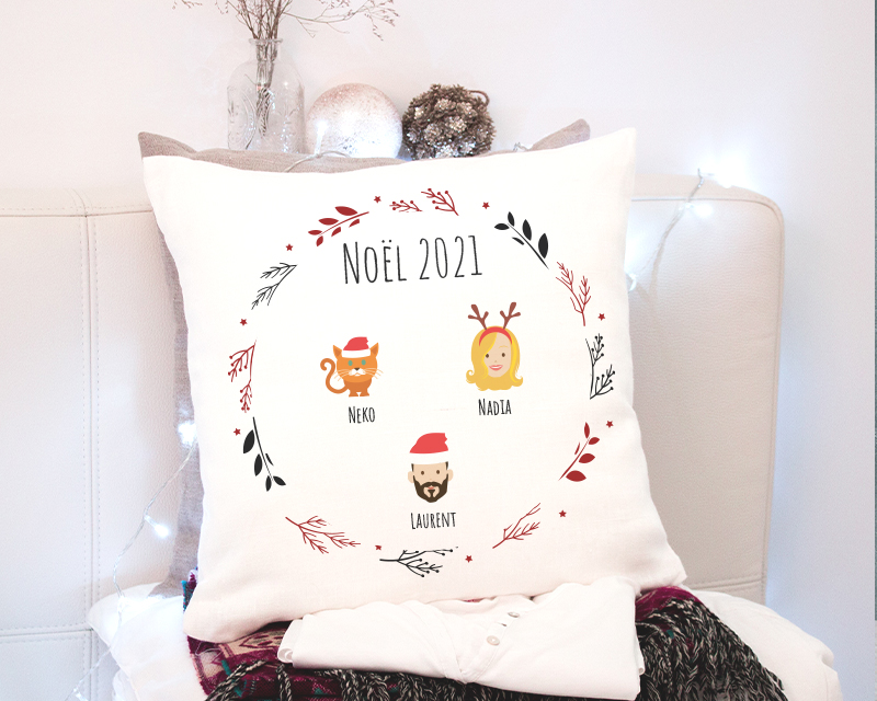 Coussin personnalisé - Family Circus Noël