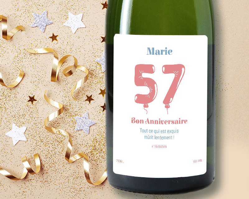 Bouteille de champagne - Collection ballons d'anniversaire Femme