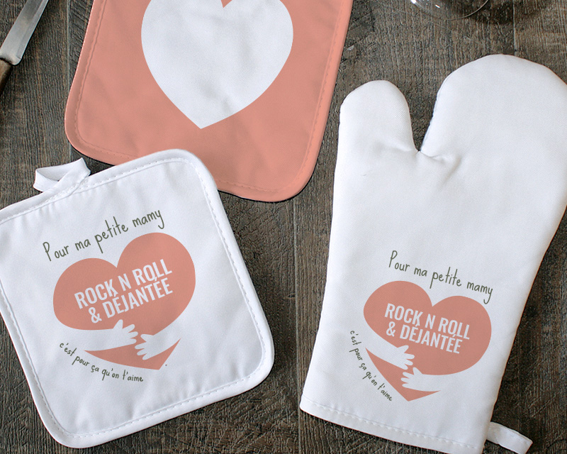 Gant de cuisine et maniques personnalisables à offrir pour la Fête des grands-mères