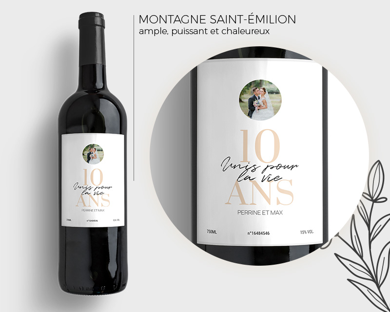 Bouteille de vin personnalisée anniversaire de mariage - Noces d'Étain