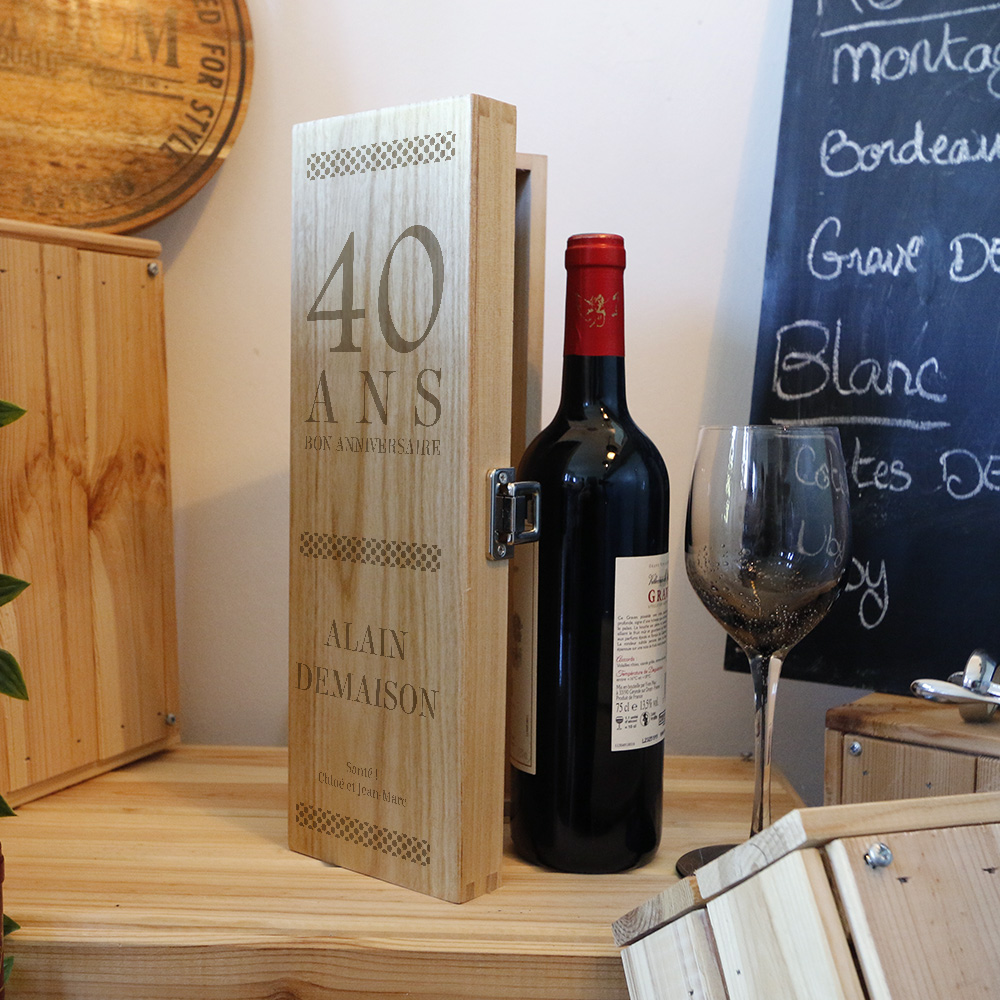 Caisse à vin personnalisée - Anniversaire - Cadeaux.com