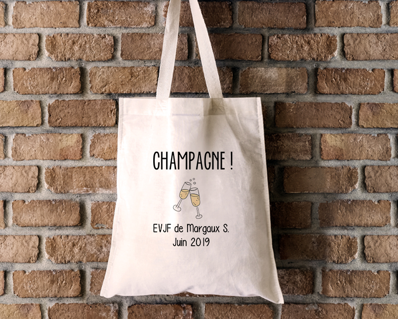 Tote bag Personnalisable - Champagne party - 100% coton naturel