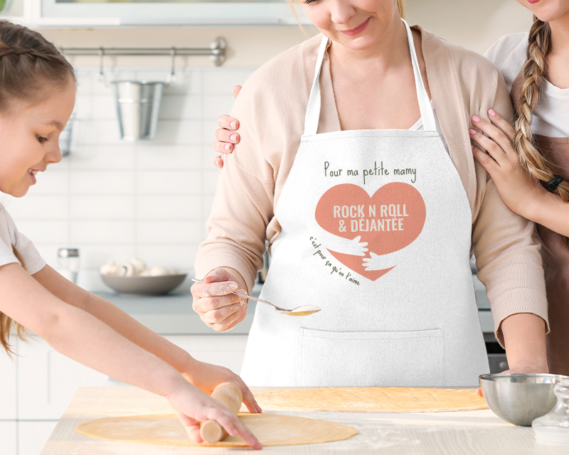 Tablier blanc de cuisine personnalisable grand-mère