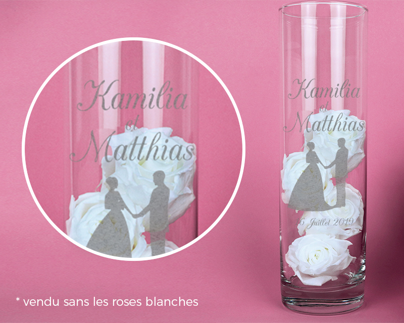 Vase Personnalisable et ses roses éternelles - Mariage