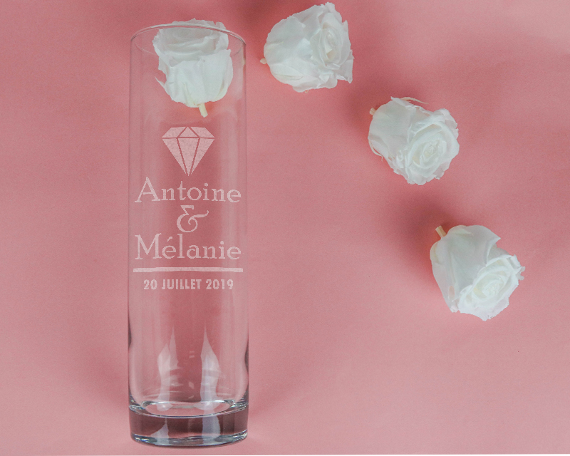 Vase Personnalisable et ses roses éternelles - Noces