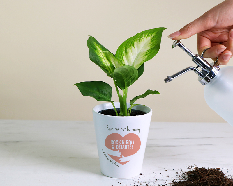Joli pot de fleurs personnalisable à offrir à la fête des grands-mères