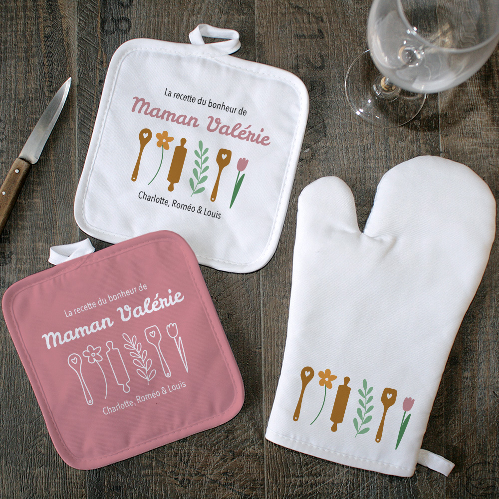 Gants de cuisine personnalisés maman cadeau Fête des Mères 