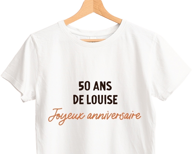 T-shirt blanc avec message femme 50 ans