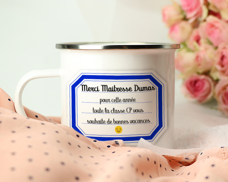 Mug en émail merci maitresse